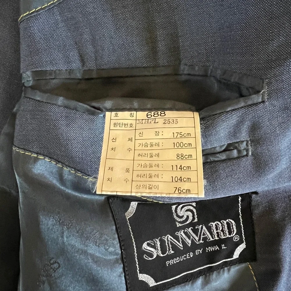 Vintage Sunward Blazer Sport Coat Two Button Collared‎ Jacket Gray Blue